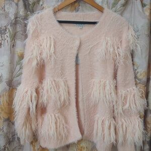 NWT, See And Be Seen Pink Feathered Sweater